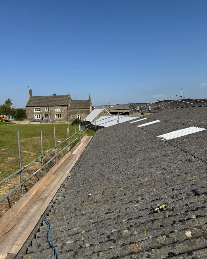 before asbestos roof removal and roof replacement